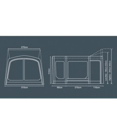 MOVELITE 3 VARIO Low, Frittstående Förtält B:310 x D:480 cm x H:240-290 cm