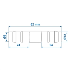 ProPlus rak skarv för vattenslang, 12 mm. 2 st.