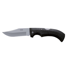 Gerber Gator fällkniv med spets klinga och texturerat grepp. Synlig pivotpunkt på mekanismen.