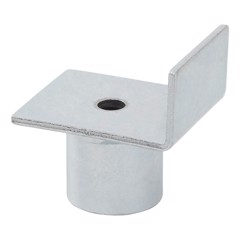 Metallbeslag i L-form med hål, designad för hydraulisk domkraft.