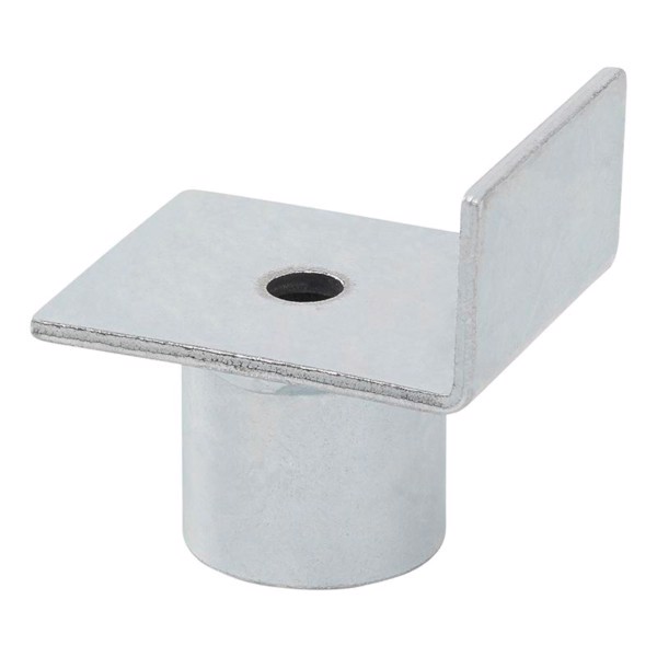 Metallbeslag i L-form med hål, designad för hydraulisk domkraft.