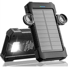 WASTDE Solar powerbank 26 800 mAh, Solar laddare med dubbla USB-portar och sugkoppsfäste