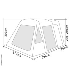 REIMO Tour Breeze Air S, Frittstående Förtält B:310 x D:380 x H:225-250 cm.