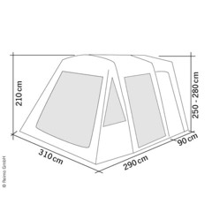 REIMO Tour Breeze Air S, Frittstående Förtält B:310 x D:380 x H:250-280 cm.