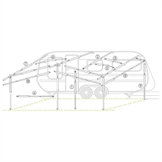 Verandastång, Stål, 200 - 280 cm.