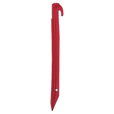 Tältplugg/pinne, röd plast, 30 cm., påse m/5 st.