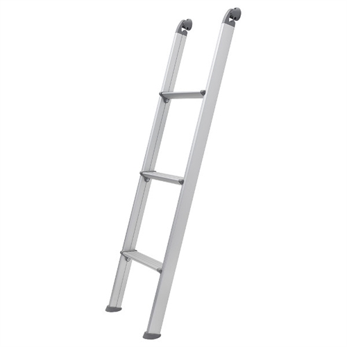 Aluminiumstege med flera steg, utformad för åtkomst till höga områden, cirka 138 cm hög.