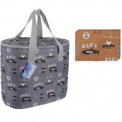 Kylväska med handtag och BBQ-design. Kapacitet 24 L, mäter 39x21,5x32,5 cm.