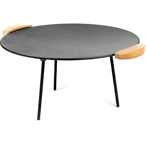 WILTEC Grillplatta Ø:44 cm med träklätt handtag