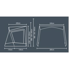 TECH-LINE Canopy Lowline Markis 285 x 240 x 185-220 cm.
