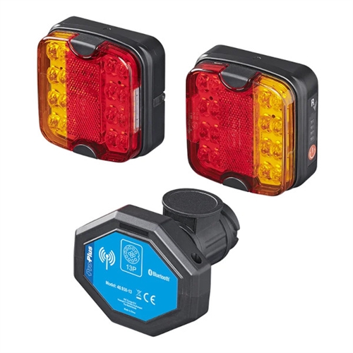LED släpvagnsljus med magnet, rektangulära röda/gula ljus, Bluetooth-modul med 13P märkning.