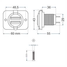 ProPlus Dubbel Inbyggnings-USB-försyning 12/24 volt